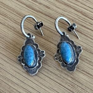 Vintage Don Lucas Denim Blue Lapis Sterling Earrings